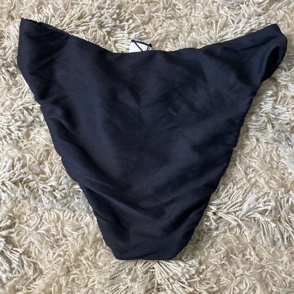 J. Crew NWT Black Ribbed High Rise Cheeky Bikini Bottom Women’s Size Small - Picture 2 of 6